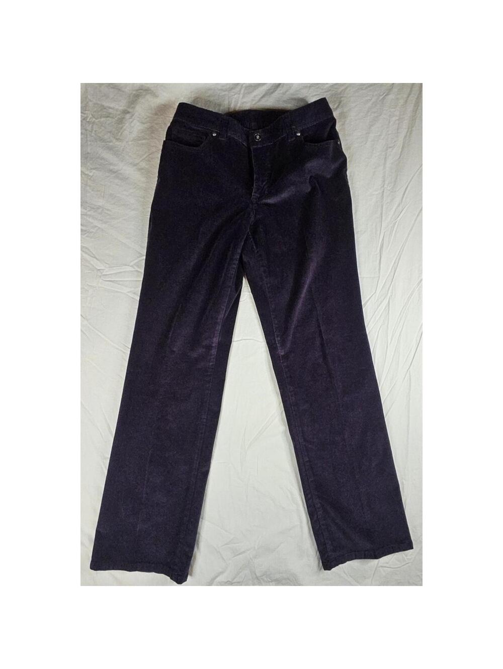 Style & Co Petite Corduroy Pants Womens 10P Purple Straight Leg Velvet Soft...